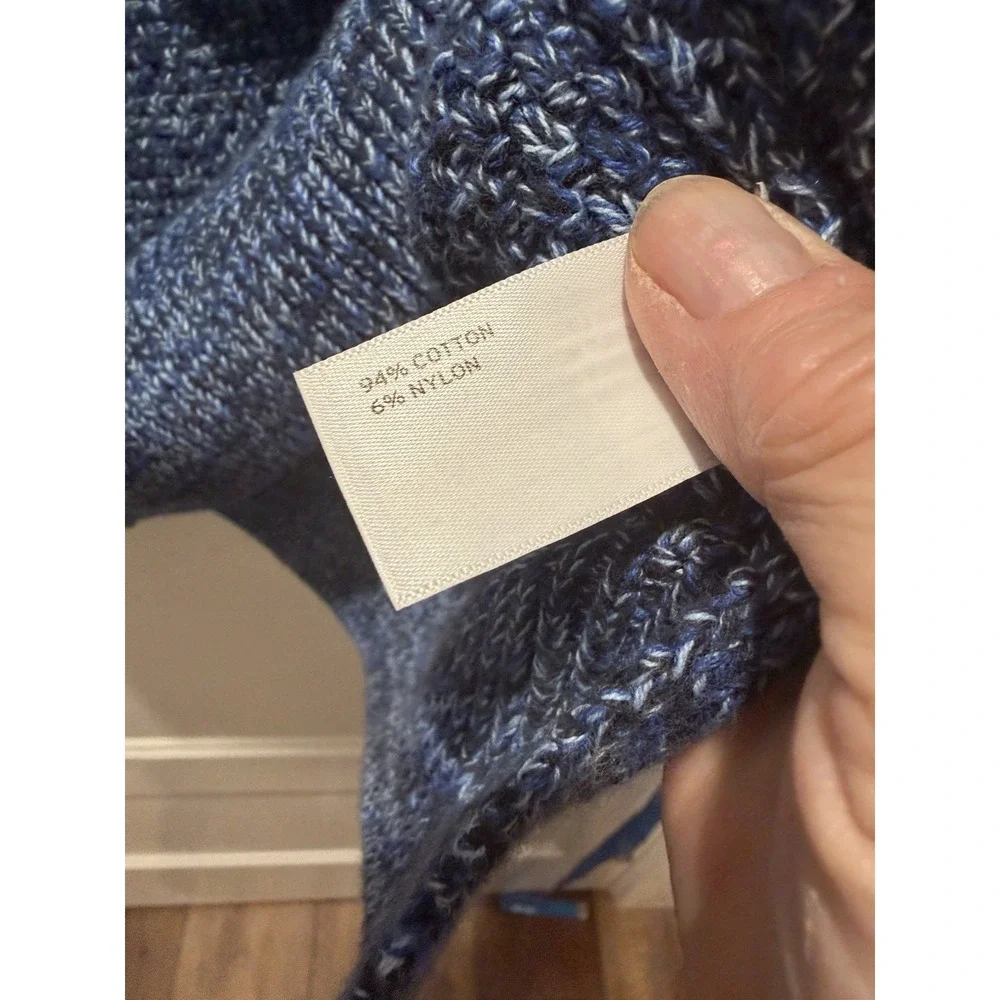 Duluth Trading Co Marled Blue Cowl Neck Tunic Sweater Medium - Picture 3 of 4